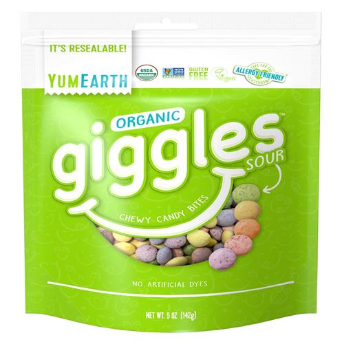 Yumearth Organic Sour Giggles Chewy Candy - Allergy Friendly (Top 9 Free), No Artificial Dyes Or Flavors, Non Gmo, Gluten Free, Vegan Candy Snacks - 5 Ounce Bag (Pack Of 1)