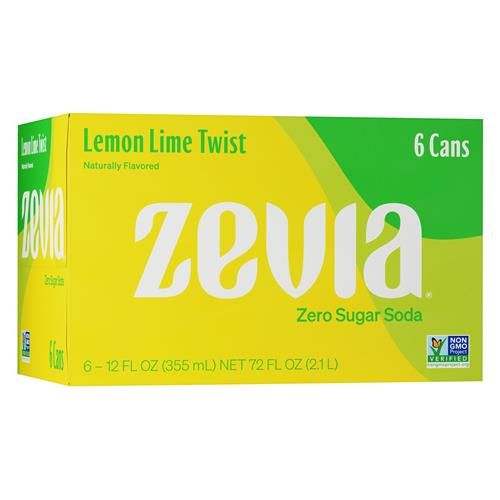 Zevia Zero Calorie Soda, Lemon Lime Twist, 12 Ounce Cans (Pack Of 6)