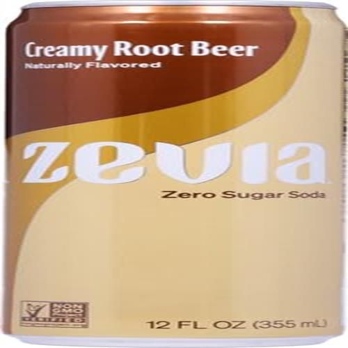 Zevia Zero Sugar Soda, Creamy Root Beer, 12 Ounce Sleek Can