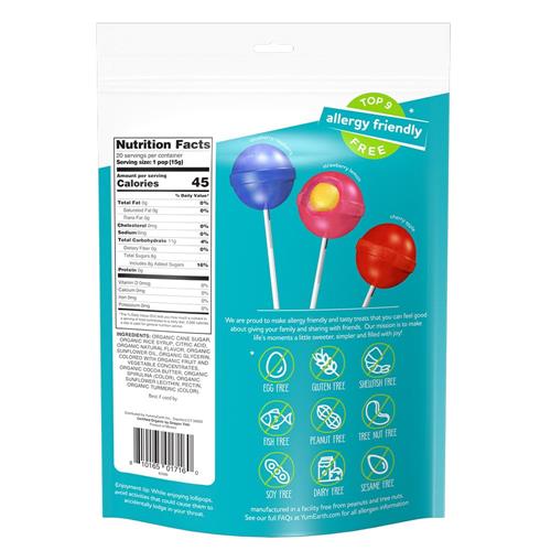Yumearth Organic Duo Pops, Lollipops With Fruit Chew Centers - Allergy Friendly (Top 9 Free), No Artificial Dyes Or Flavors, Non Gmo, Gluten Free, Vegan Candy Snacks - 20 Individually Wrapped Pop