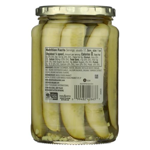 Whole Foods Market, Organic Kosher Dill Pickle Spears, 24 Fl Oz