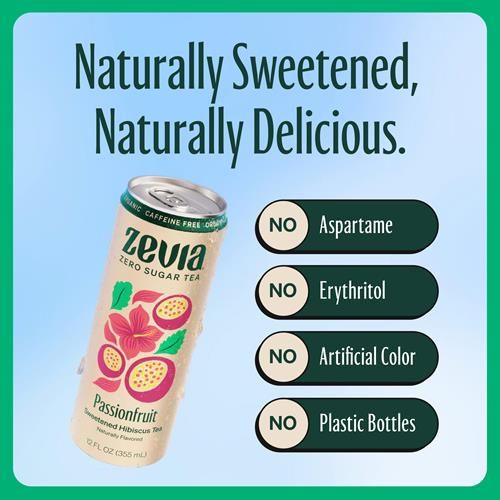 Zevia Organic Caffeine Free Sweetened Hibiscus Passionfruit Tea, 12 Fz