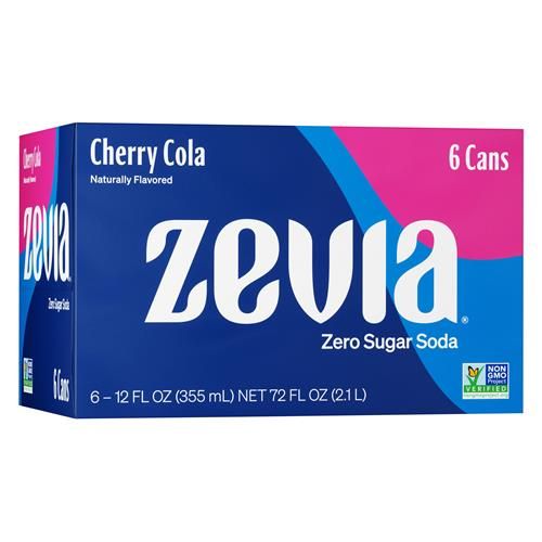 Zevia Zero Calorie Soda, Cherry Cola, 12 Fl Oz Cans (Pack Of 6)