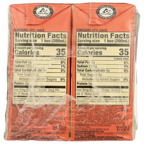 Whole Foods Market, Organic Reduced Sugar Watermelon Strawberry Juice Box, 8 Pack, 6.75 Fl Oz