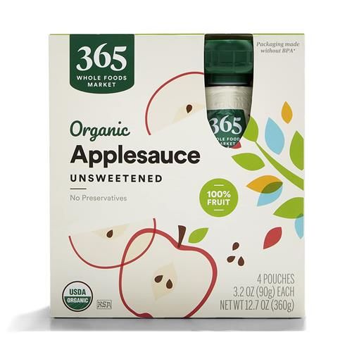 Whole Foods Market, Organic Unsweetened Applesauce Pouches, 3.2 Ounce (Pack Of 4)