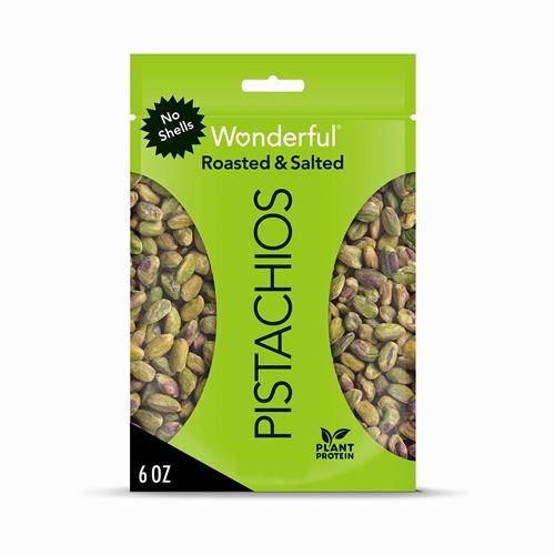 Wonderful Pistachios No Shells, Roasted & Salted Nuts, 6 Ounce Resealable Bag, Protein Snacks, Gluten Free, Healthy Snacks For Adults