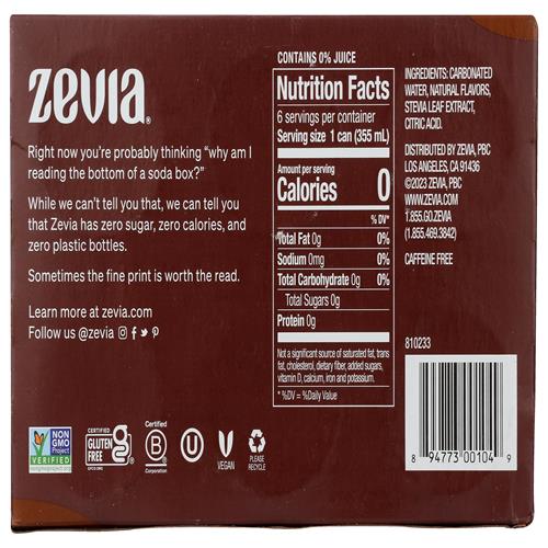 Zevia, Soda Ginger Root Beer, 6Pk, 12 Fl Oz