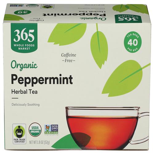 Whole Foods Market, Organic Peppermint Tea (40 Bags), 1.9 Ounce (Pack Of 12)