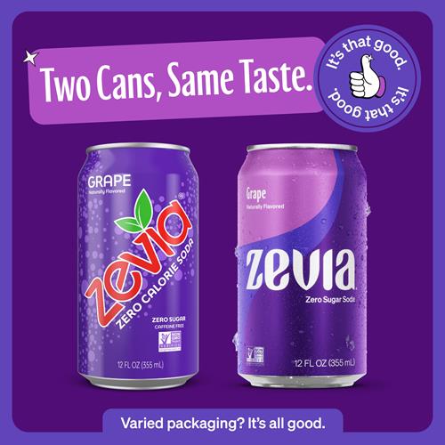 Zevia Zero Sugar Soda, Grape, 12 Ounce Cans (Pack Of 12)