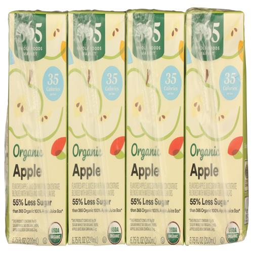 Whole Foods Market, Organic Reduced-Sugar Apple Juice Boxes, 6.75 Fl Oz (Pack Of 8)