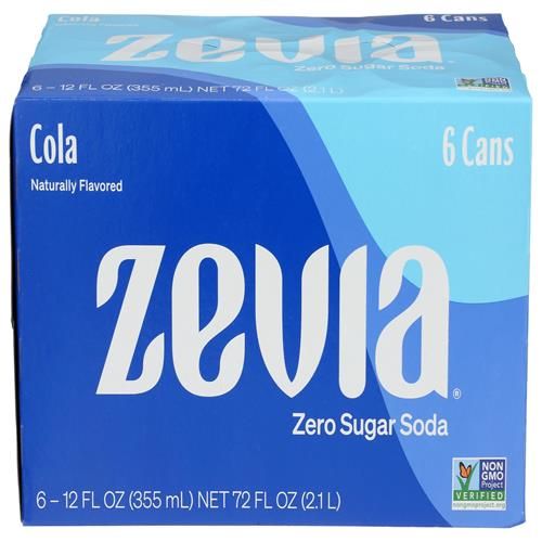 Zevia Zero Calorie Soda Cola, 12 Oz Pack Of 6