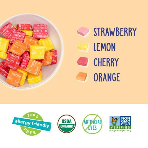 Yumearth Organic Chewys Fruit Flavored Candy Chews - Allergy Friendly, Gluten Free, Non-Gmo, Vegan, No Artificial Flavors Or Dyes - Assorted Flavors, 7.5 Oz.