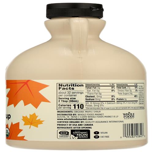 Whole Foods Market, Organic Grade A Dark Maple Syrup, 32 Fl Oz