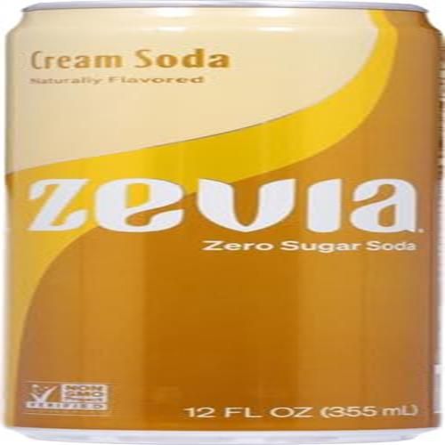 Zevia Zero Sugar Soda, Cream Soda, 12 Ounce Sleek Can