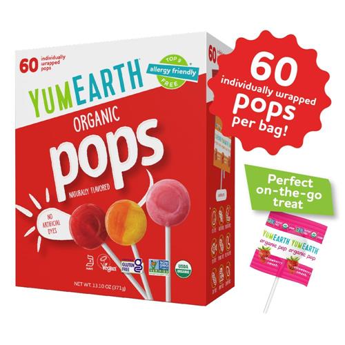 Yumearth Organic Pops Variety Pack, 60 Fruit Flavored Favorites Lollipops, Allergy Friendly, Gluten Free, Non-Gmo, Vegan, No Artificial Flavors Or Dyes