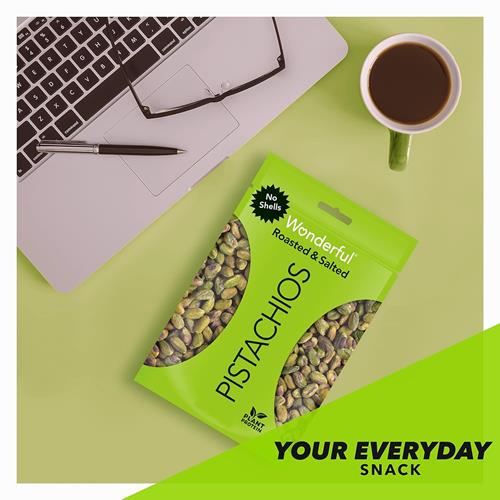 Wonderful Pistachios No Shells, Roasted & Salted Nuts, 12 Ounce Resealable Bag, Protein Snacks, Gluten Free, Healthy Snack