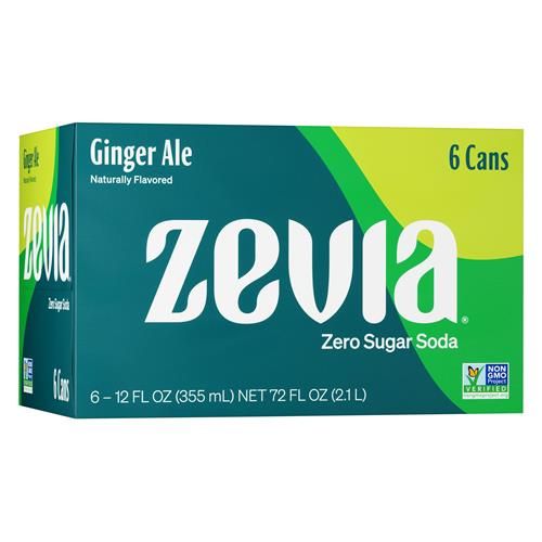 Zevia Zero Calorie Soda, Ginger Ale, 12 Ounce Cans (Pack Of 6)
