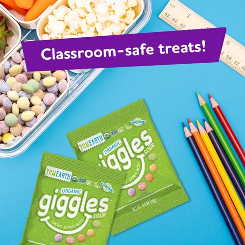 Yumearth Organic Sour Giggles Chewy Candy – Allergy Friendly, No Artificial Dyes, Non Gmo, Gluten Free, Sour Fruit Flavored, Vegan Candy Snacks With No Artificial Flavors, 0.5 Ounce (Box Of 15)?