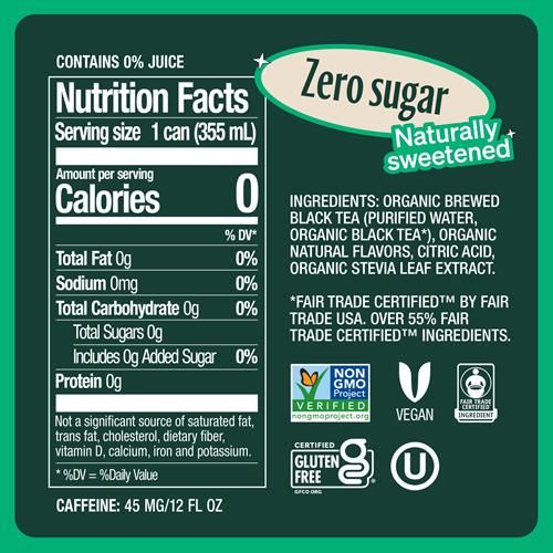 Zevia Organic Sweetened Peach Black Tea, 12 Fz