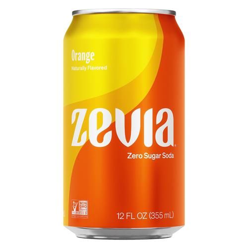 Zevia Zero Sugar Soda, Orange, 12 Ounce Cans (Pack Of 12)